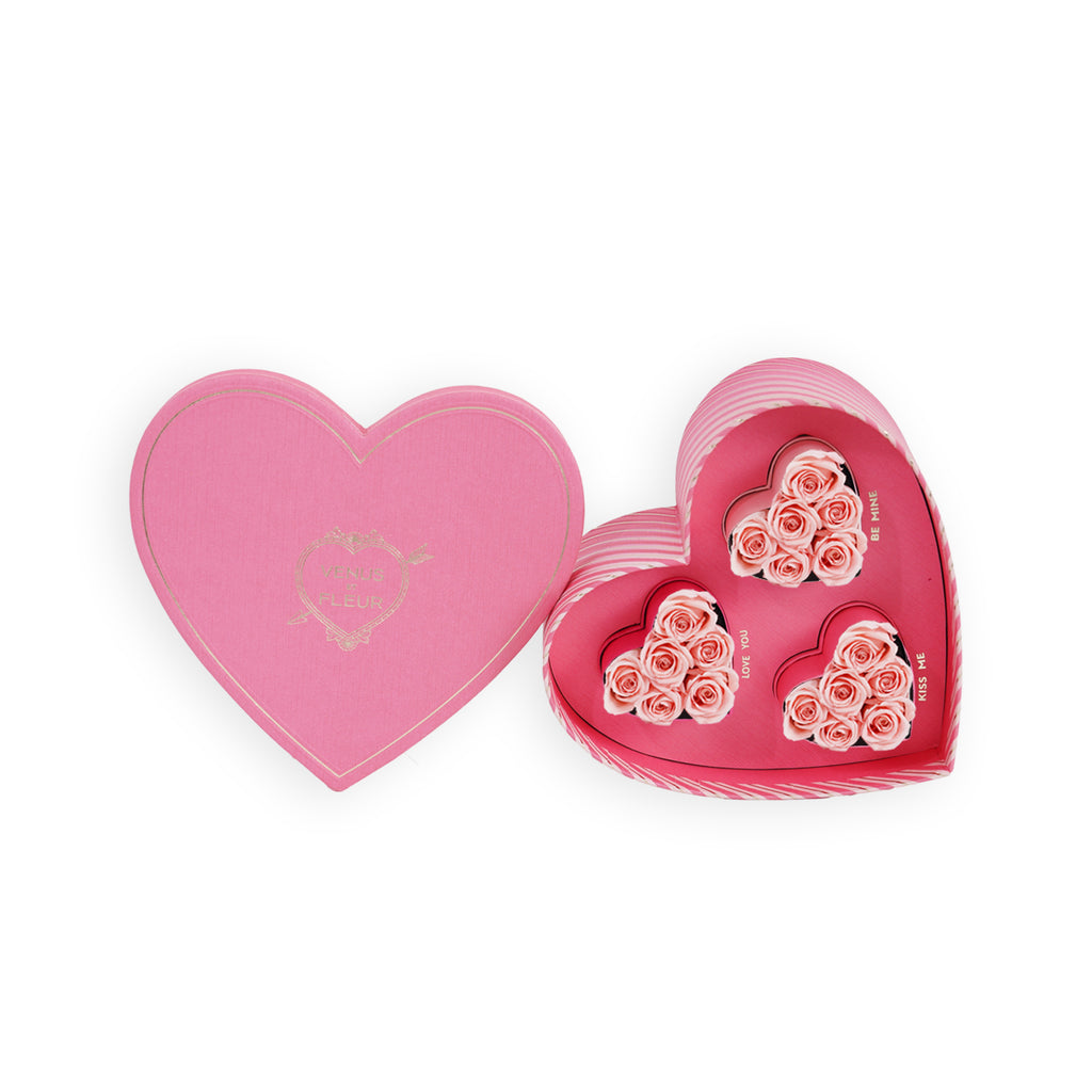 Message D'Amour Bundle Set, Message D'Amour Bundle, Pink, 18 Eternity Spray Roses, Venus et Fleur