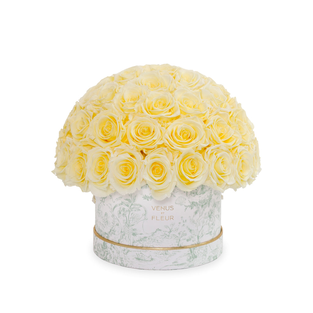 Small Le Plein, Toile du Joie, Buttermilk Yellow, 45-49 Eternity Roses, Venus et Fleur