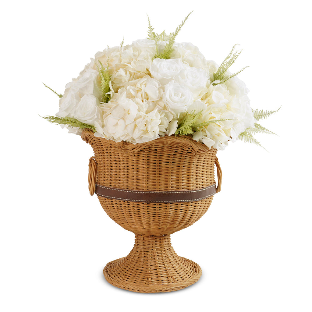 Athena Pedestal Vase, Mixed Florals, Baby Powder, Heirloom Wicker, Venus et Fleur