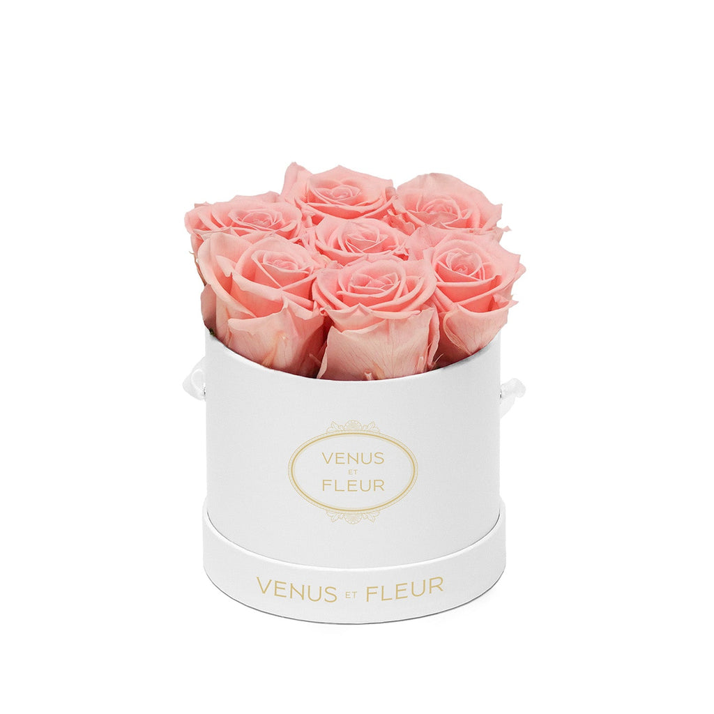 Le Petit Round, White Classic, Pink, 7 Eternity Roses and Moss, Venus et Fleur