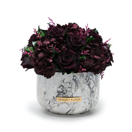 Gia Marble Vase with Eternity Roses & Hydrangeas | Venus et Fleur
