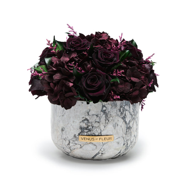 Gia Marble Vase with Eternity Roses & Hydrangeas | Venus et Fleur