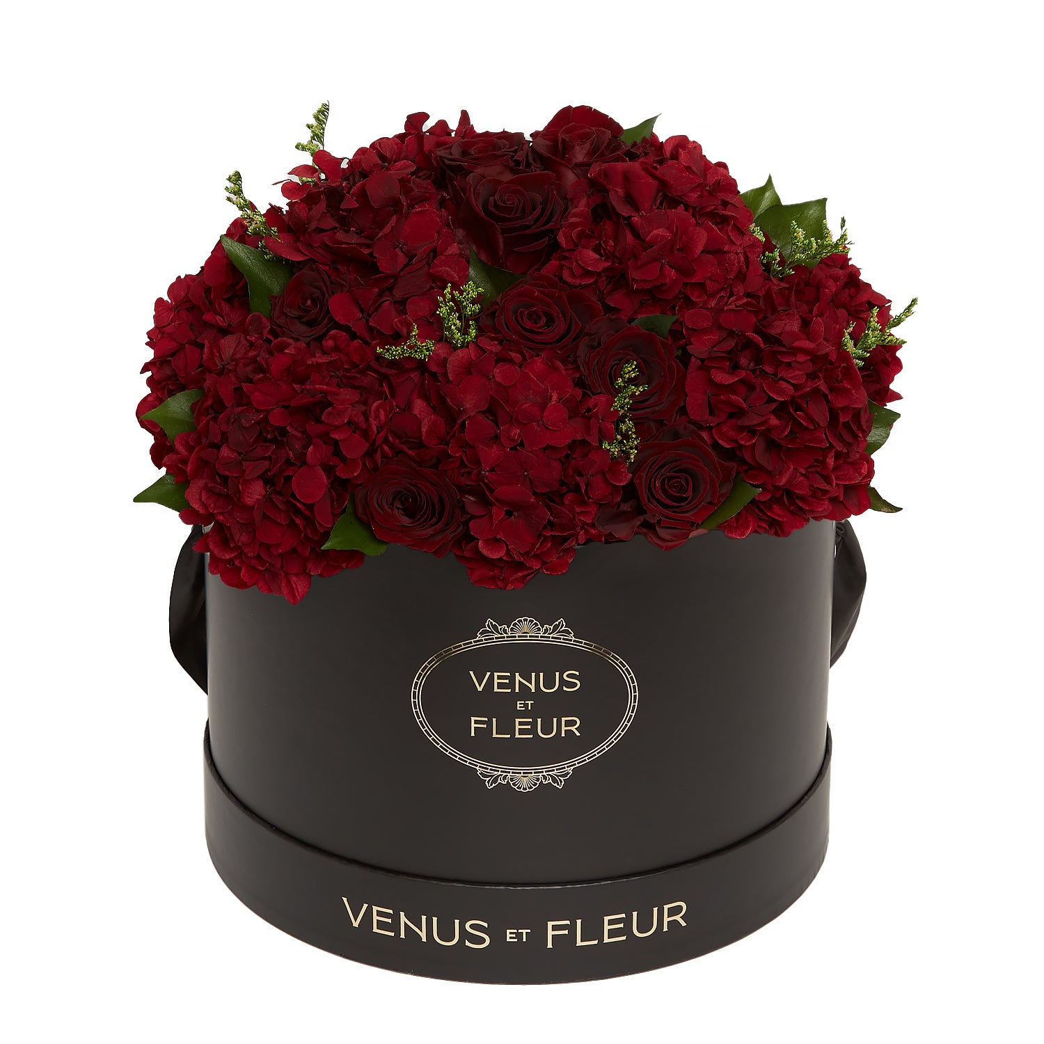 Large Round Box with Fall Eternal Hydrangeas | Venus et Fleur