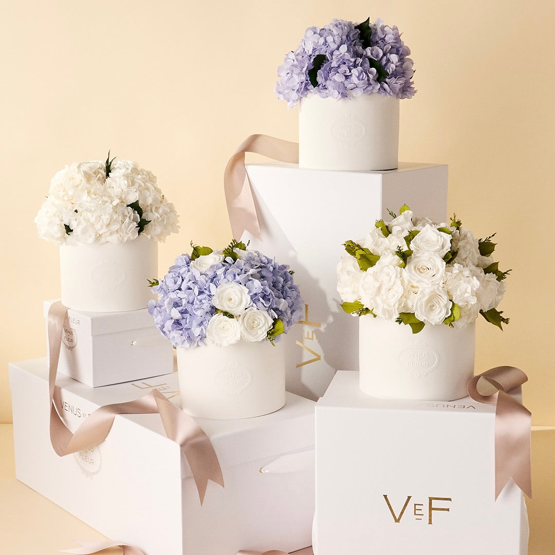 Thalia Porcelain Vase with Fall Hydrangeas | Venus et Fleur