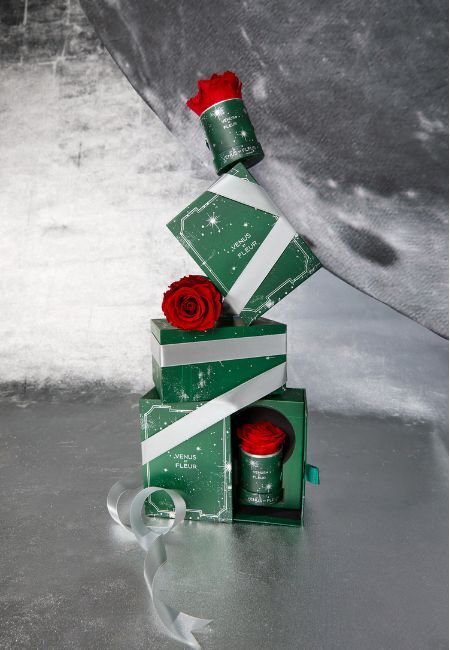 Brushed Silver Ornament with Preserved Rose | Venus et Fleur