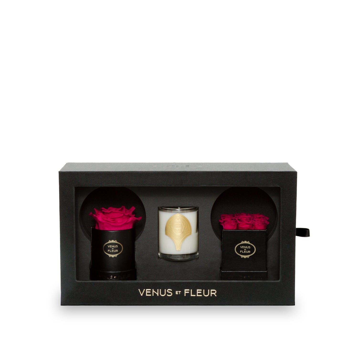The Classic Black Bundle: Eternity Roses & Candle Set | Venus et Fleur
