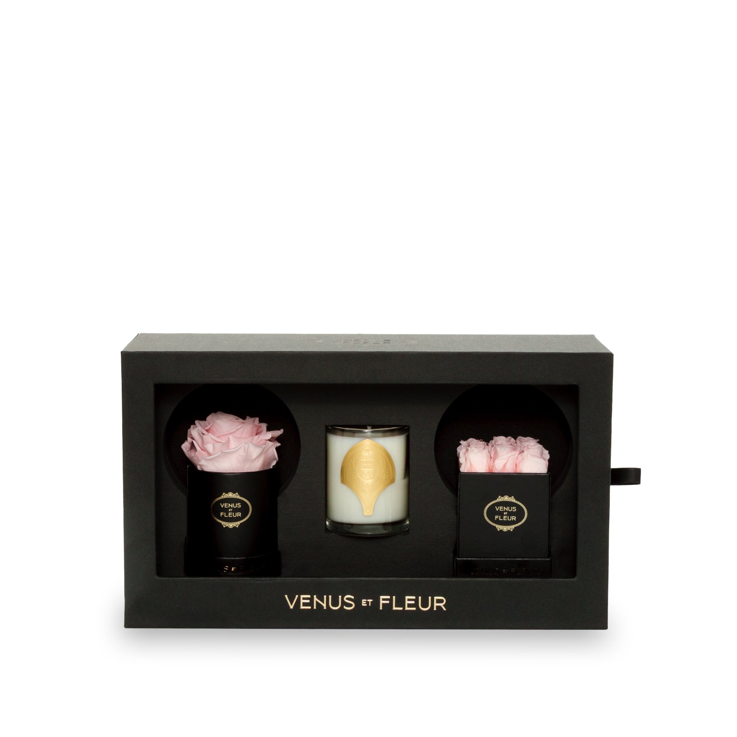 The Classic Black Bundle: Eternity Roses & Candle Set | Venus et Fleur