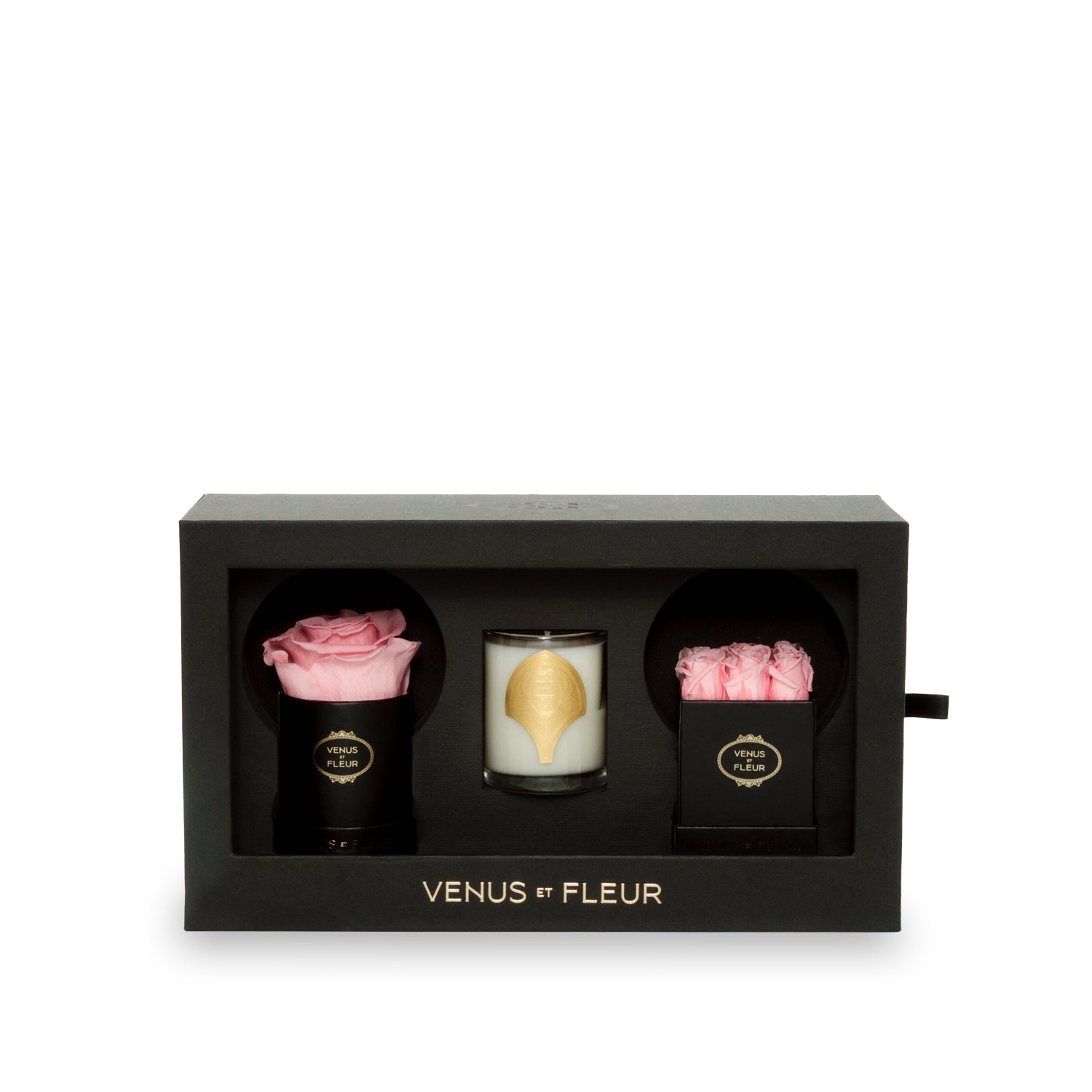 The Classic Black Bundle: Eternity Roses & Candle Set | Venus et Fleur