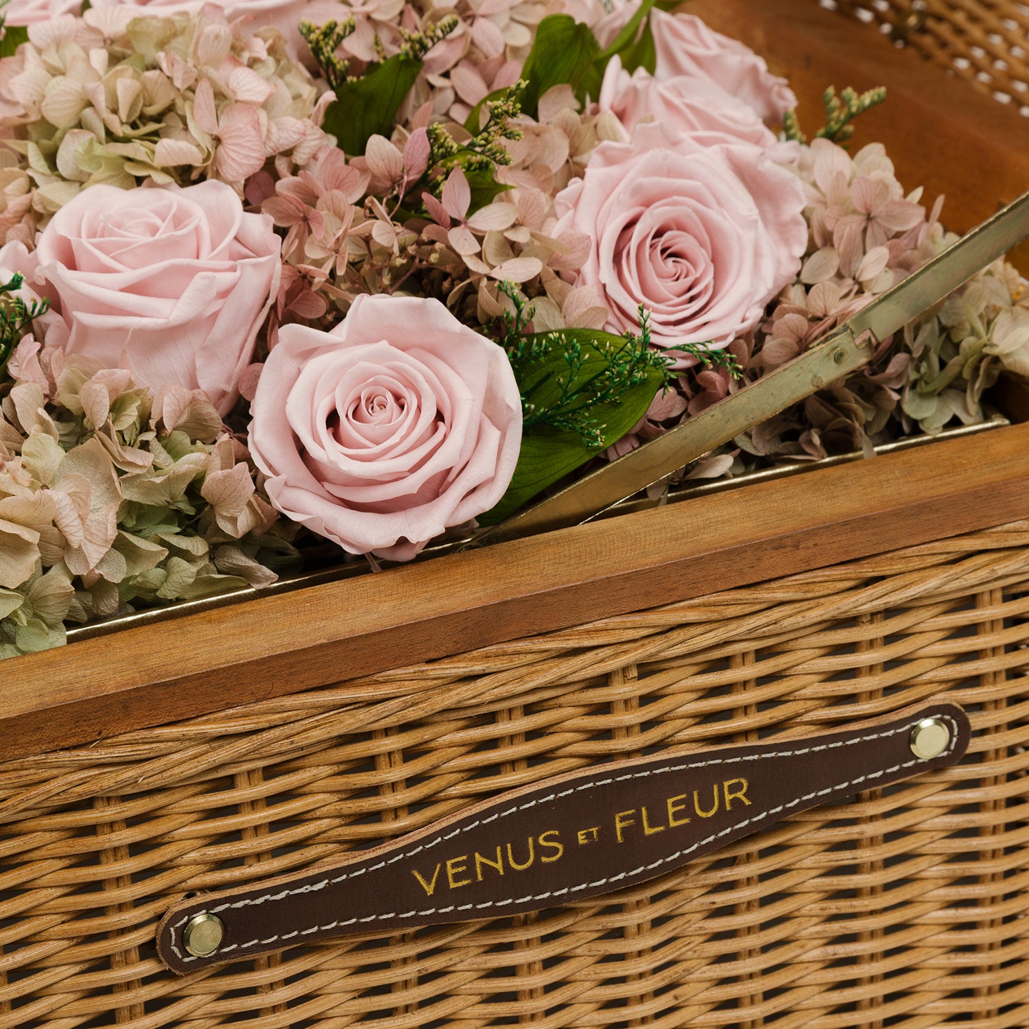 Wicker Trunk with Preserved Eternity Mixed Florals | Venus et Fleur