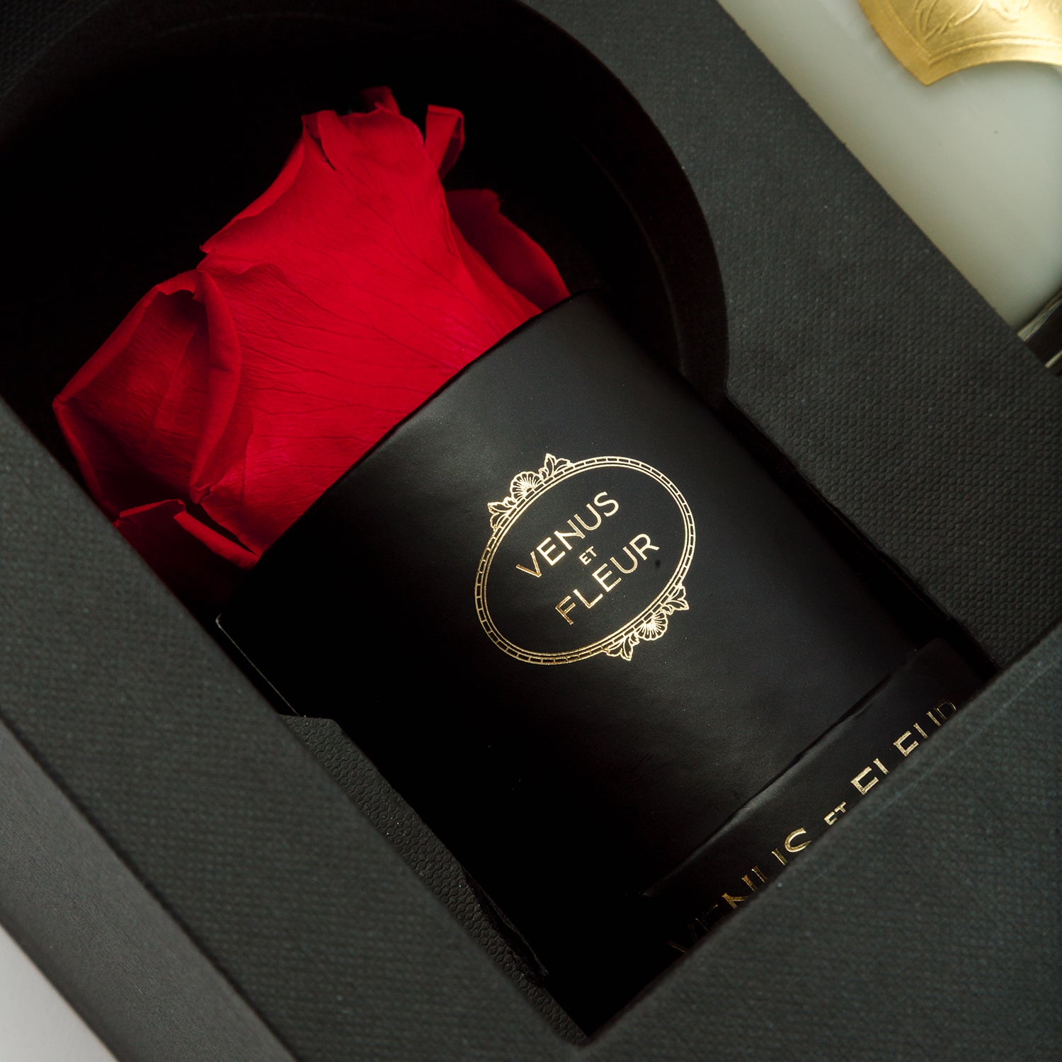 The Classic Black Bundle: Eternity Roses & Candle Set | Venus et Fleur