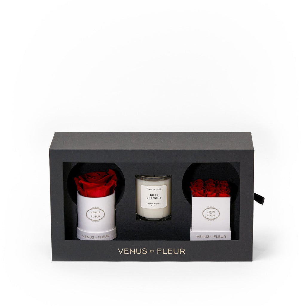 The Classic Bundle, White Classic, Red, Rose Blanche, 3.75 × 10 × 5.75 inches, Venus et Fleur