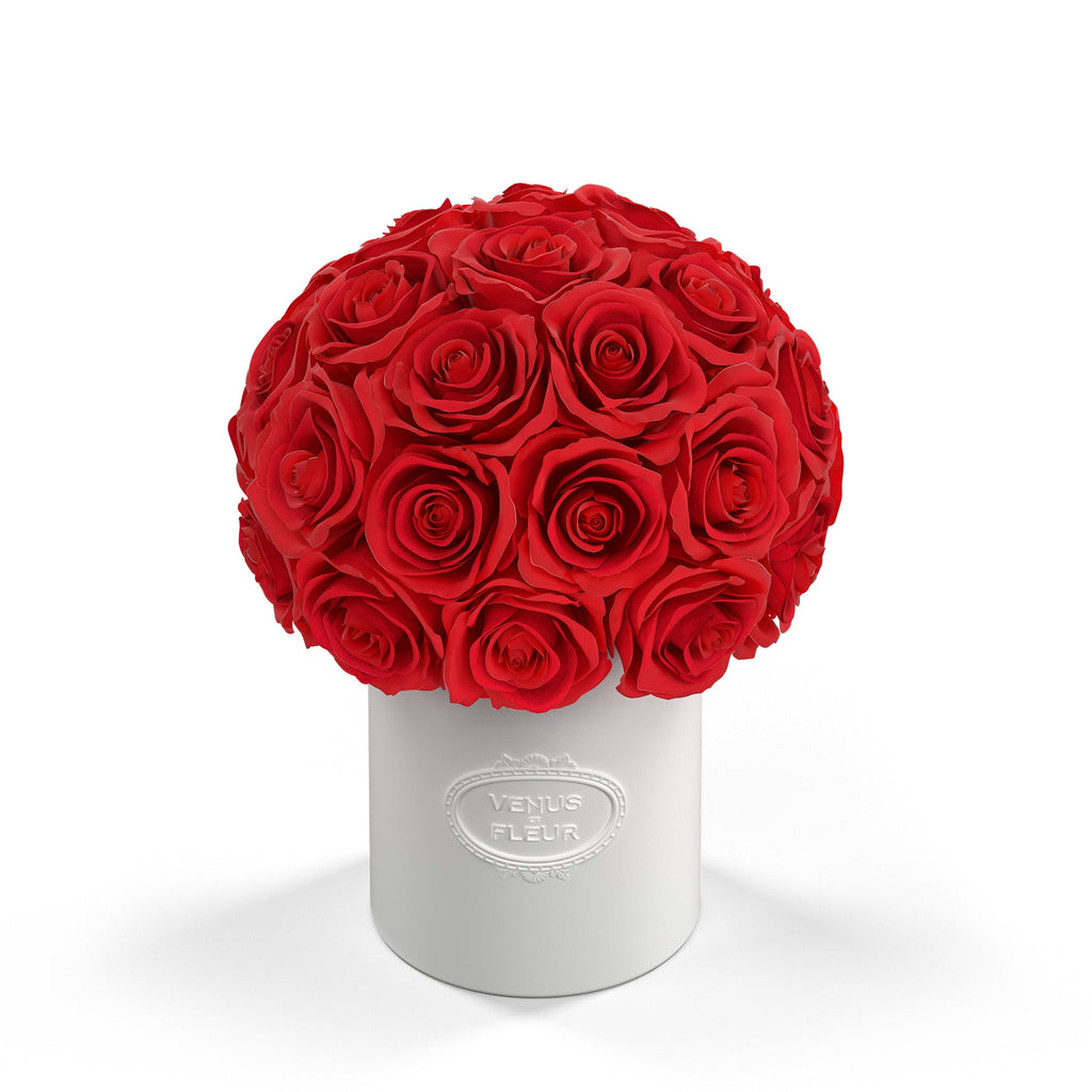 Fleura Porcelain Vase, Roses, Red, 34-36 Roses, Venus et Fleur