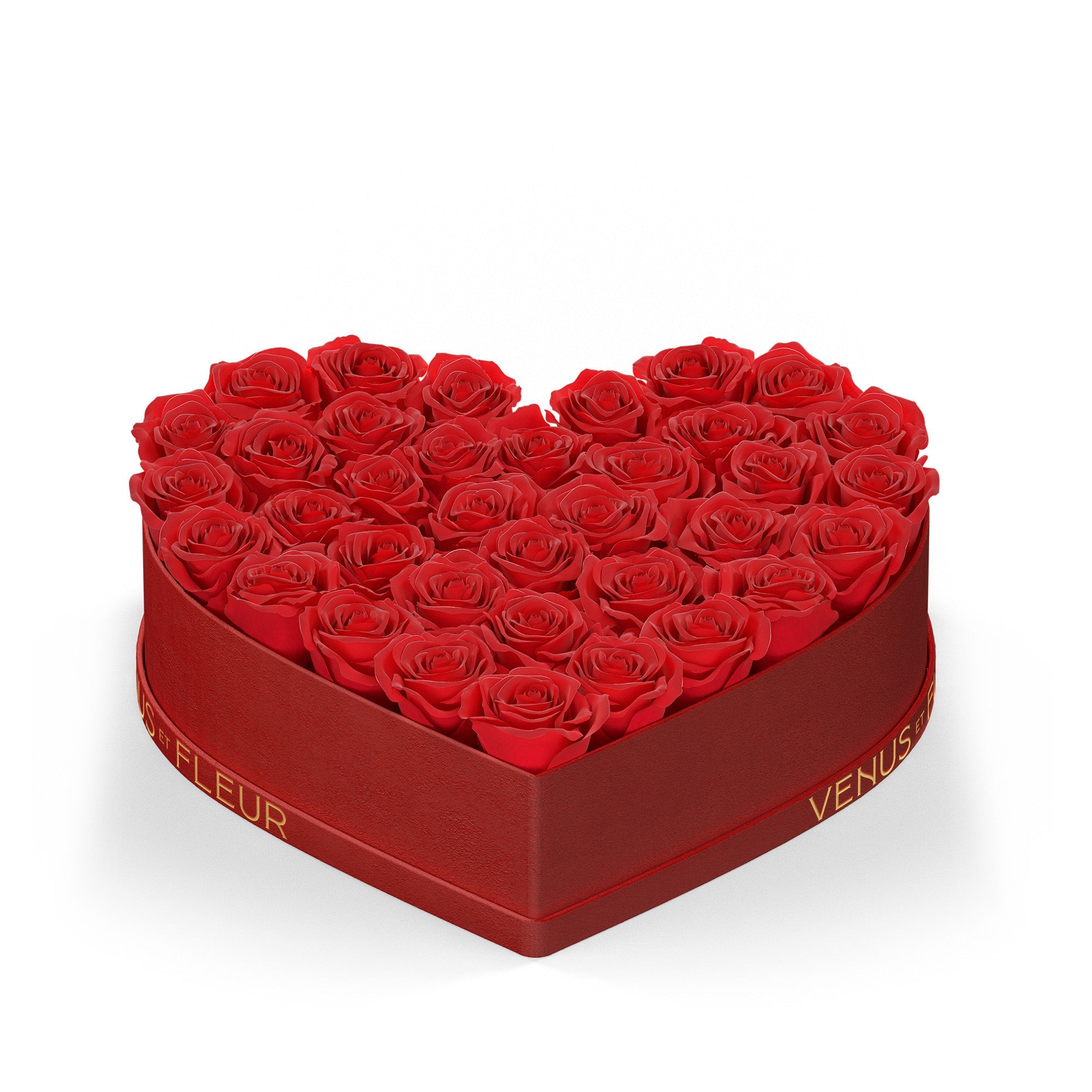 Large Heart Red Box with Eternity Roses | Venus et Fleur