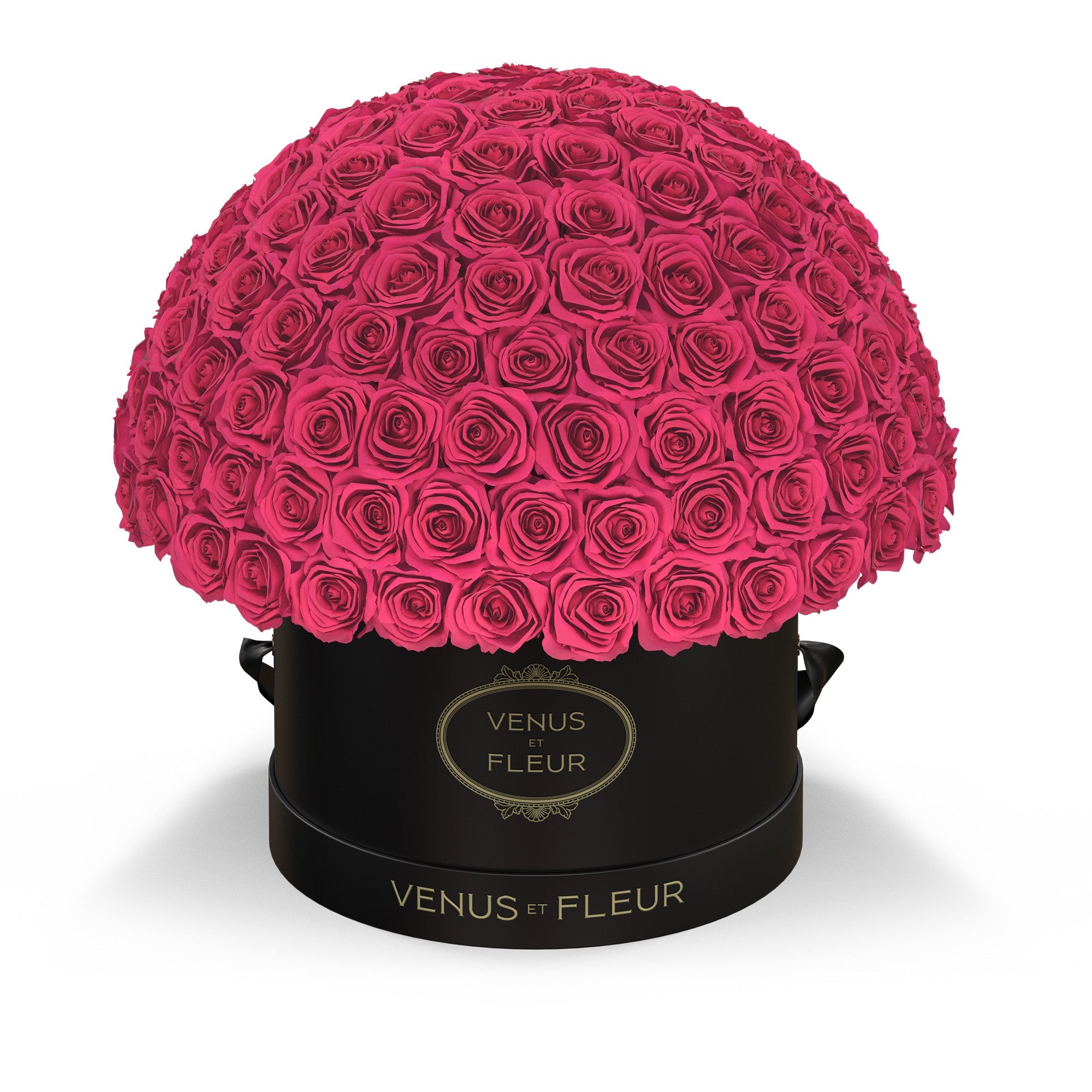 Le Plein with 150 Roses in Black Hatbox | Venus et Fleur