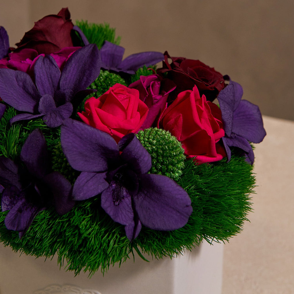 Mixed Orchid Arrangement in Serene Porcelain Vase Venus et Fleur®