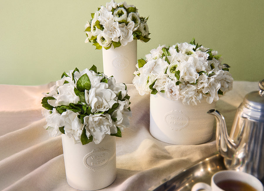 Round Grandiose White Box with Eternity Flowers | Venus et Fleur