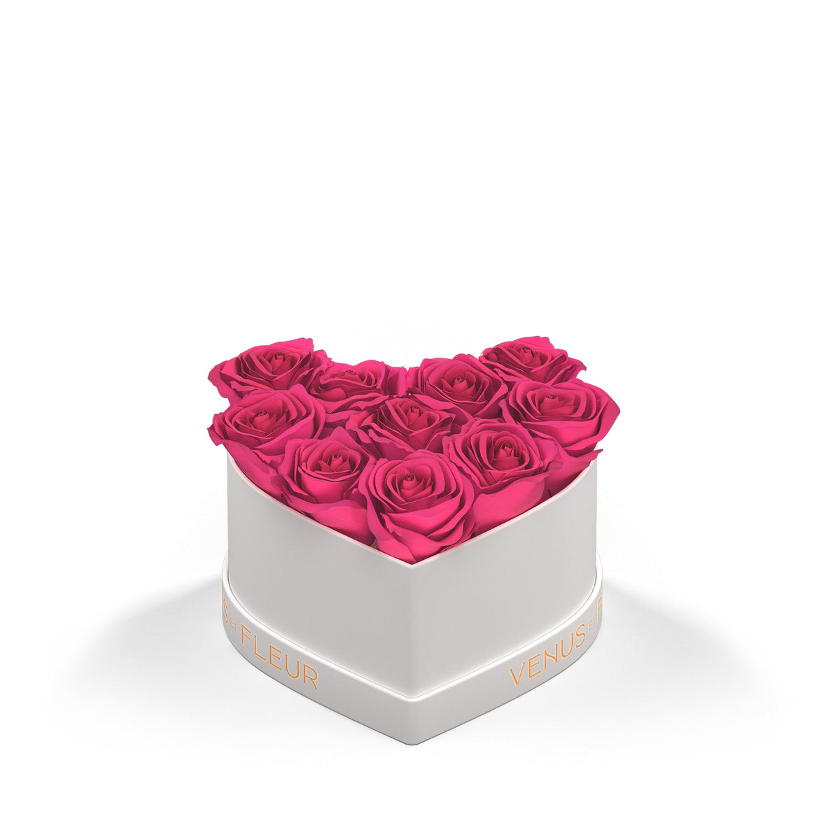 Petit Heart White Classic with Hot Pink Eternity® Roses