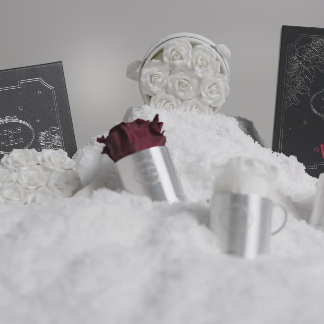 Brushed Silver Ornament with Preserved Rose | Venus et Fleur