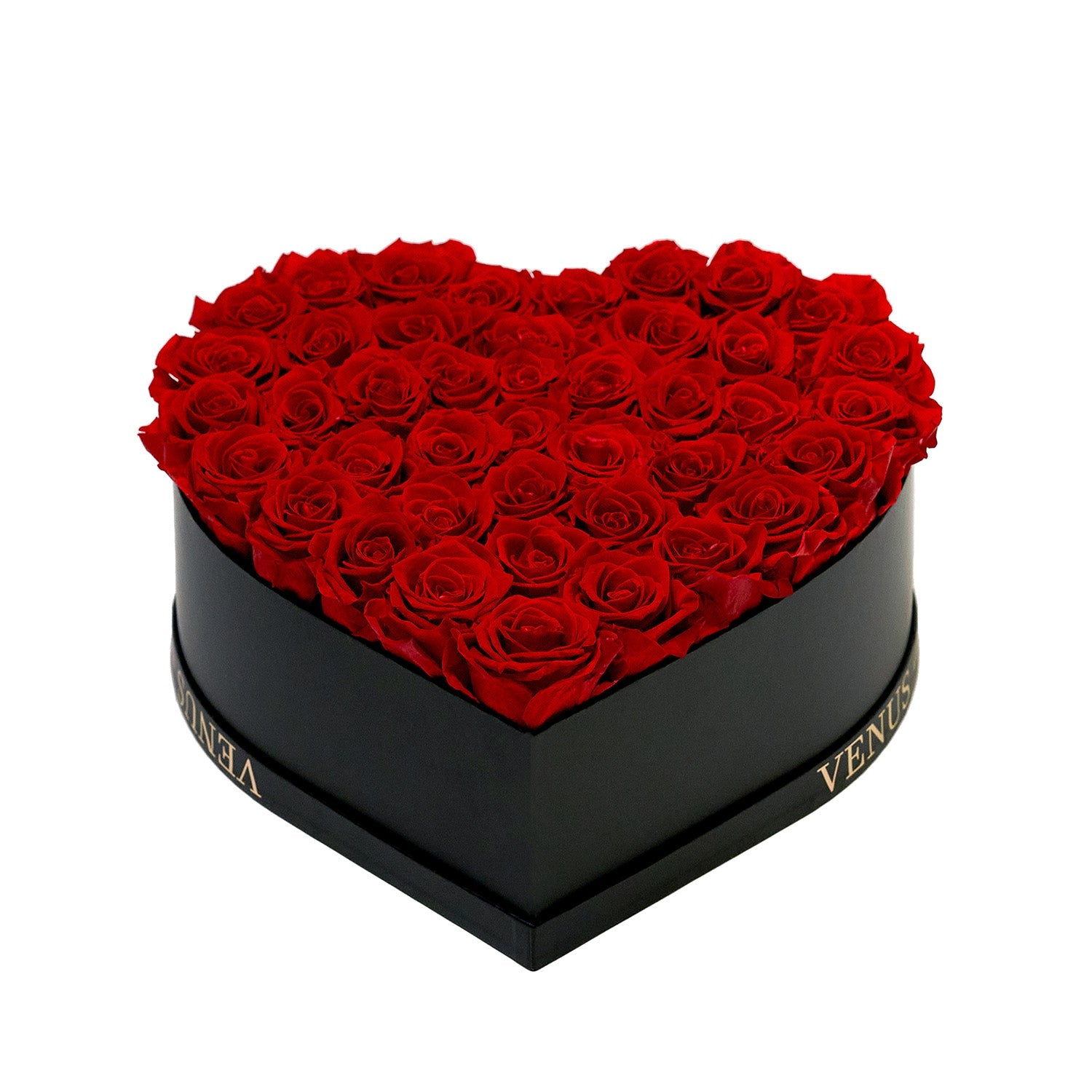 Large Heart Black Box with Eternity Roses | Venus et Fleur
