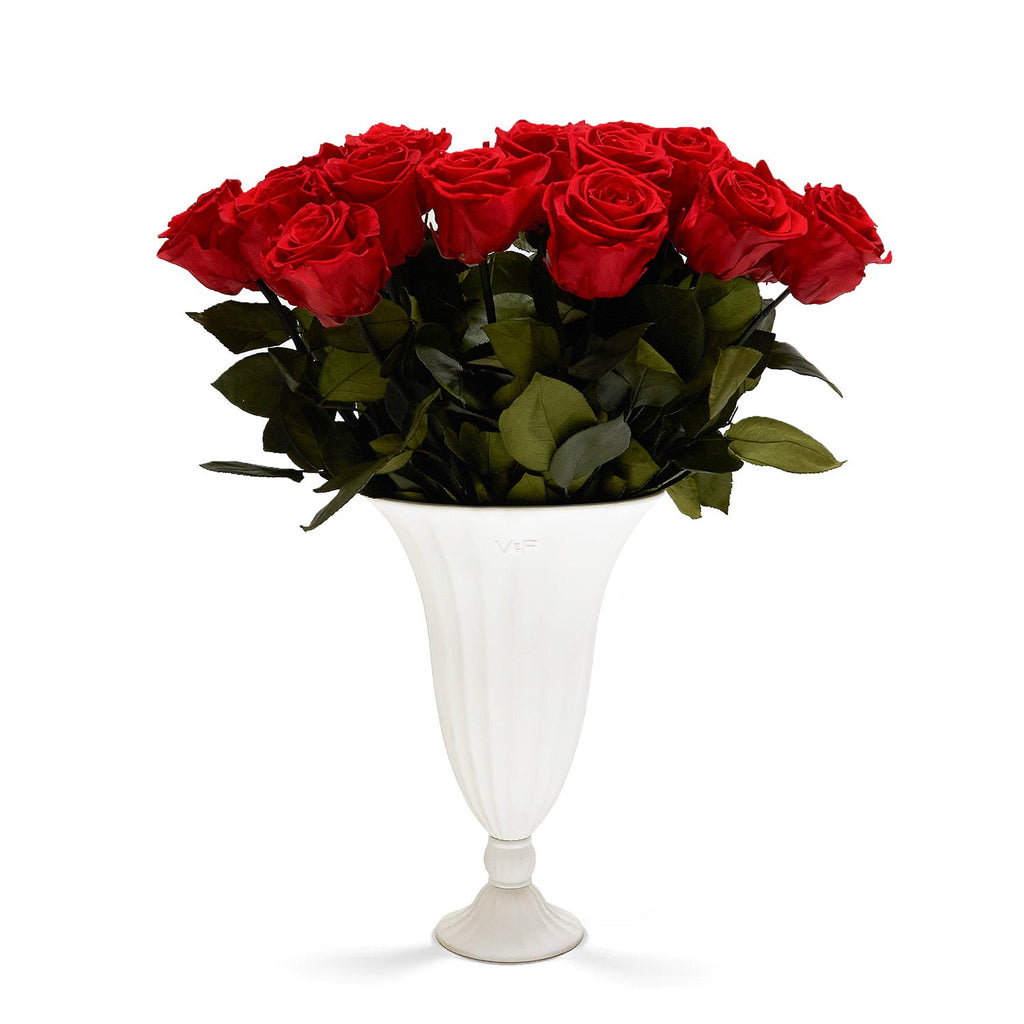 24 LongStem Roses in Porcelain Vase Venus et Fleur