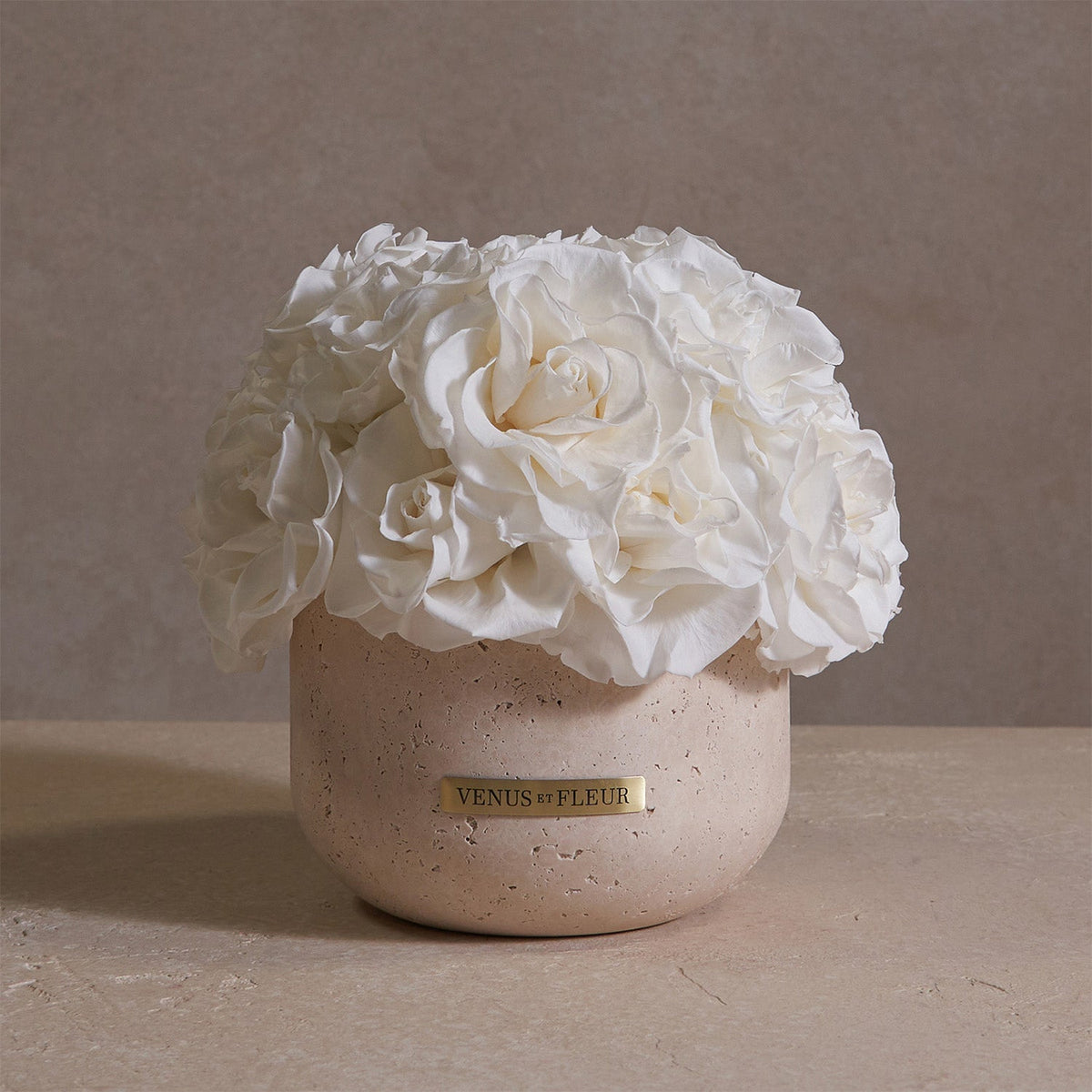 Relex Roses Luxury Flower Arrangements in Beautiful Stone Vases - Venus et Fleur®