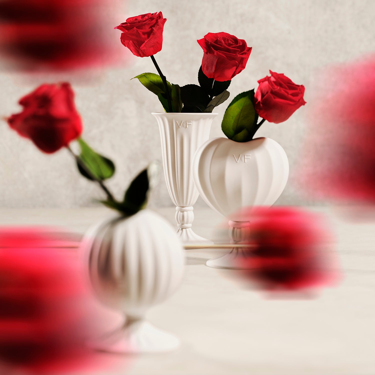 3-Piece Porcelain Bud Vase Set with Eternity Roses | Venus 3-Piece Porcelain Bud Vase Set with Eternity Roses | Venus