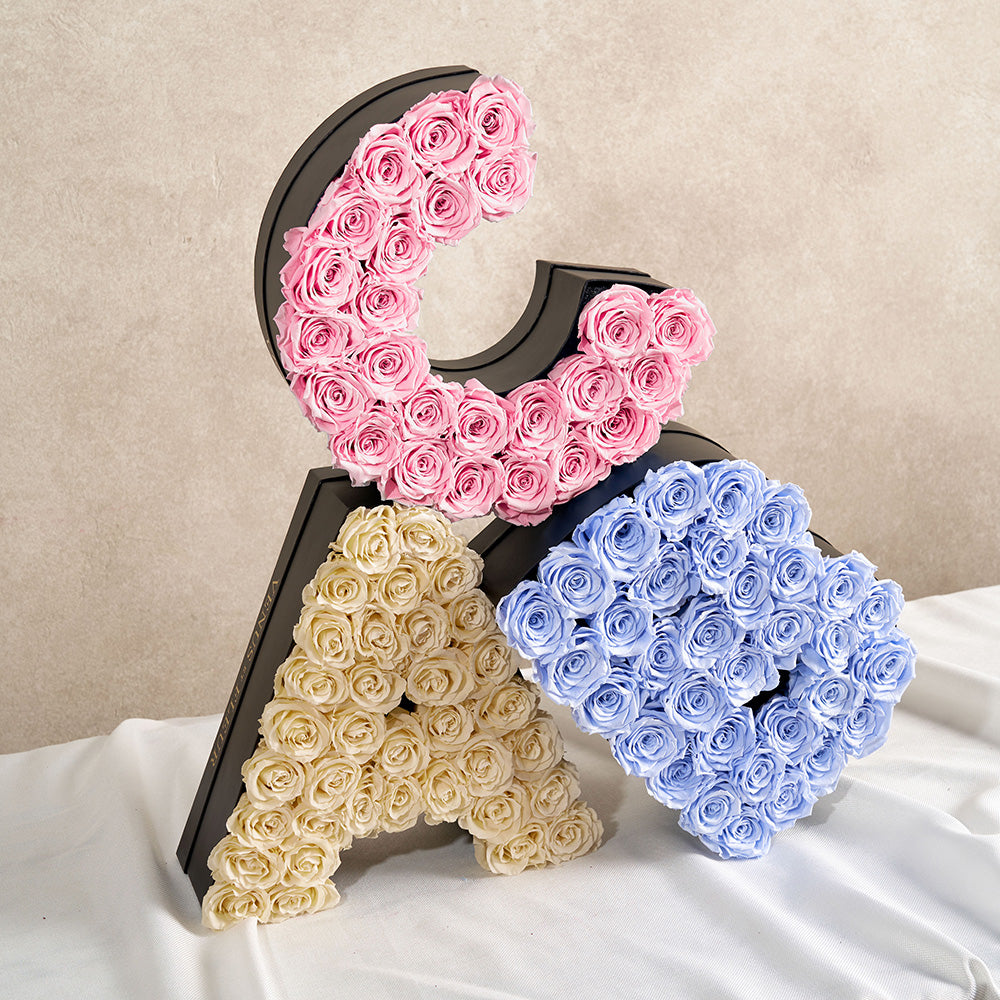 Floral Letter X in Flowers with Eternity Roses | Venus et Fleur