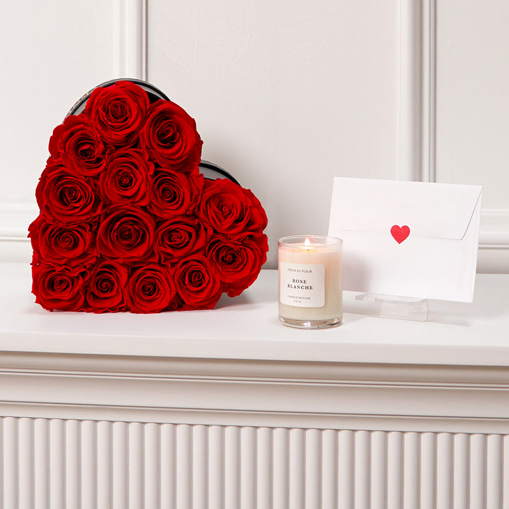 Small Heart White Box with Eternity Roses | Venus et Fleur